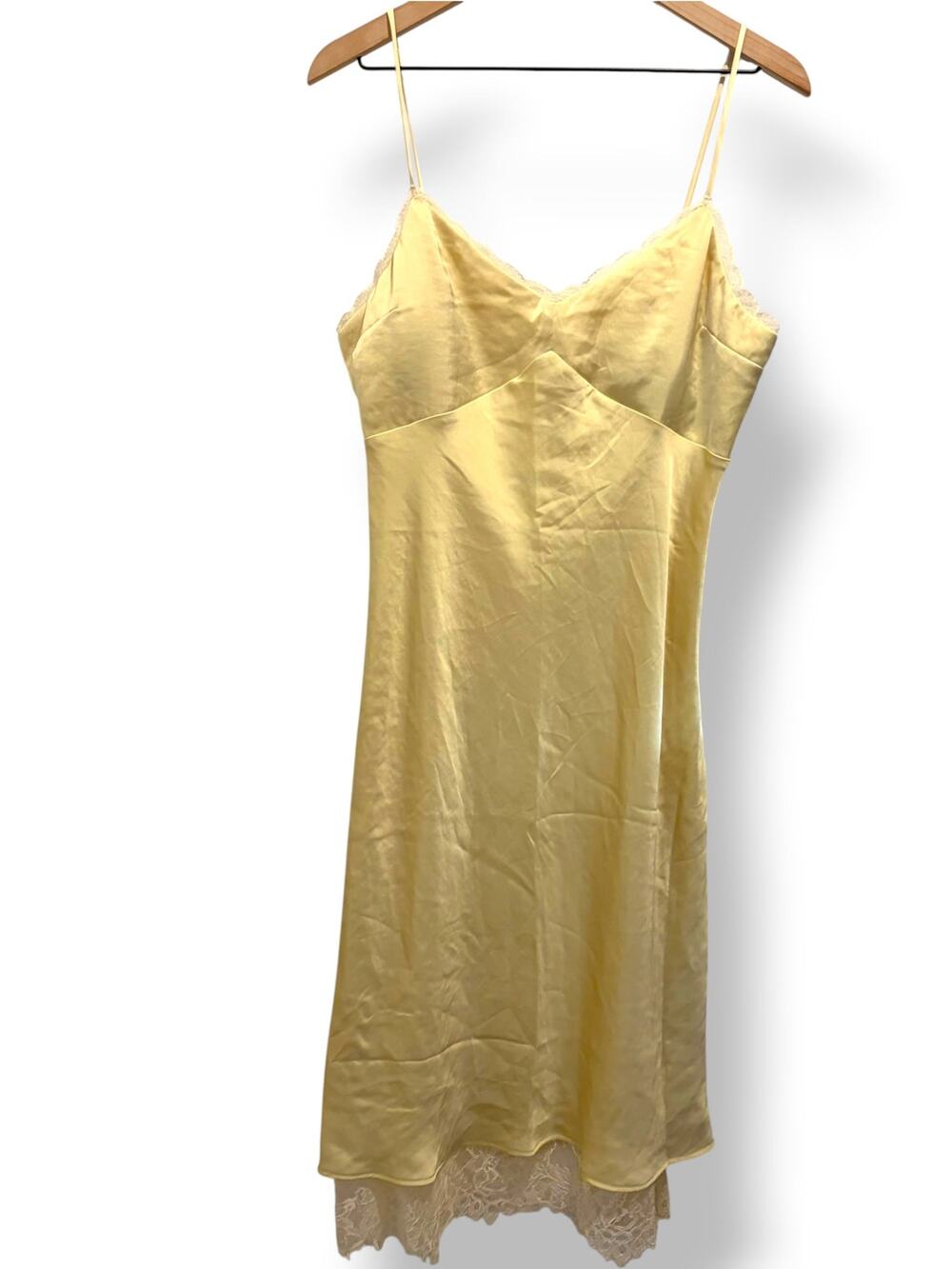 Abercrombie & Fitch Yellow Lace Trim Slip Dress Size L NWT Y2K Fairycore